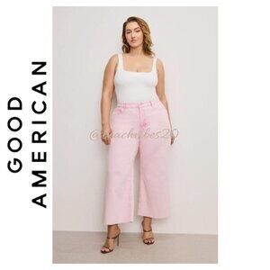 GOOD AMERICAN Good Waist Crop Palazzo Jeans MineralRoseQuartz001 20 Plus NWT